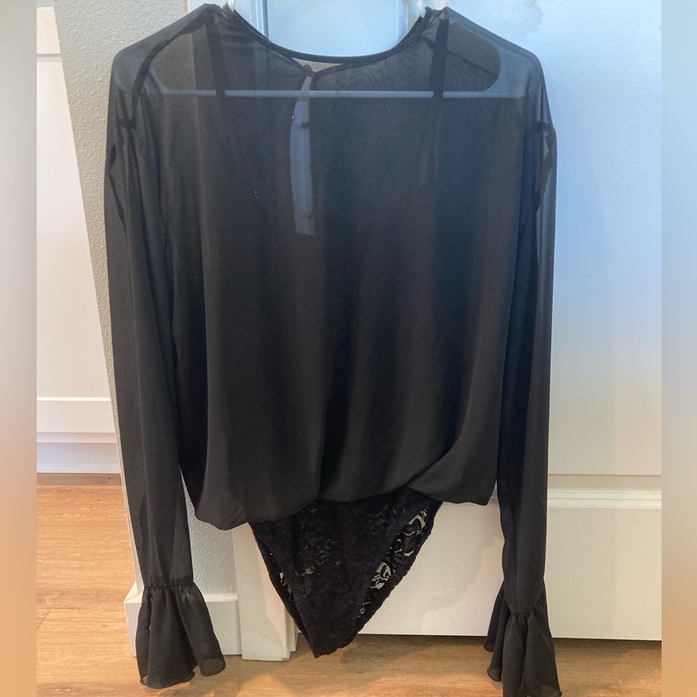 We are HAH lace bodysuit with chiffon overlay L